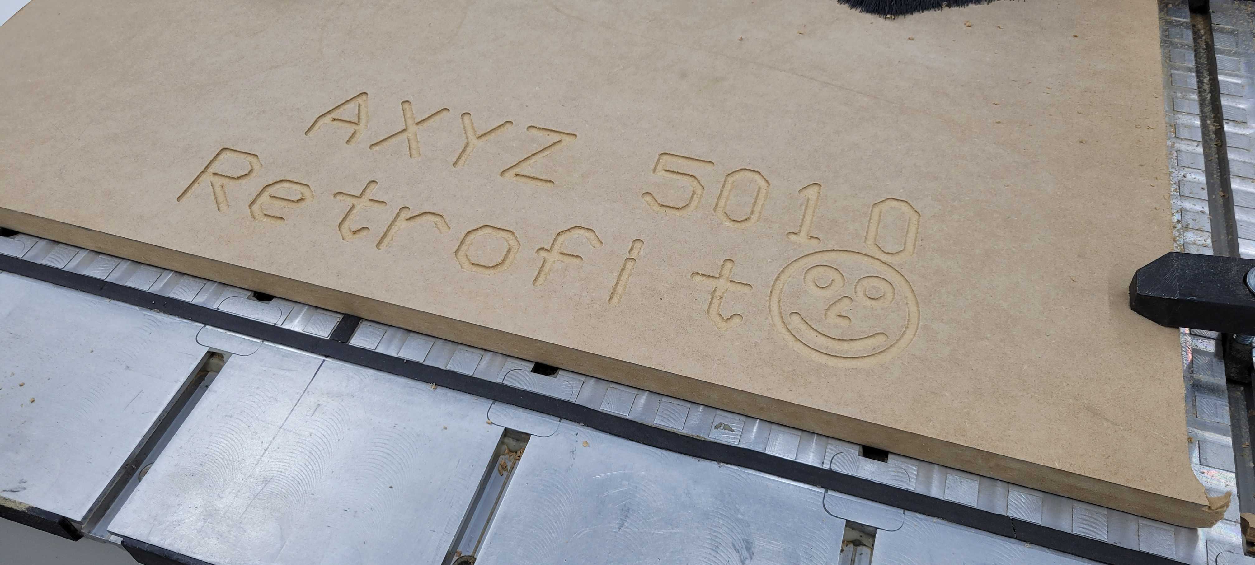 Test cut engraved in MDF on the AXYZ 5010