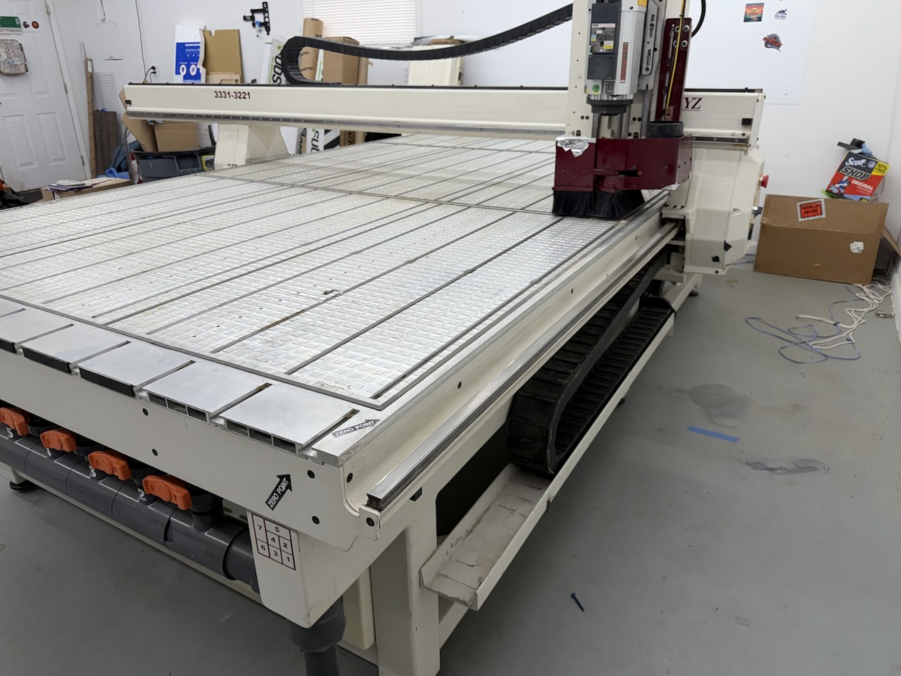 AXYZ 5010 ATC CNC router — gantry and table from the opposite corner