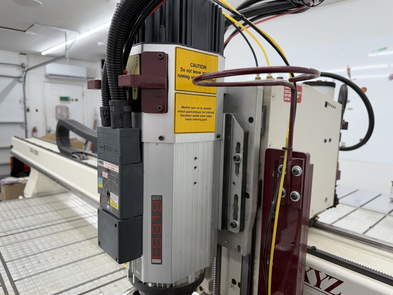 HSD ES919 automatic tool change spindle on the Z carriage