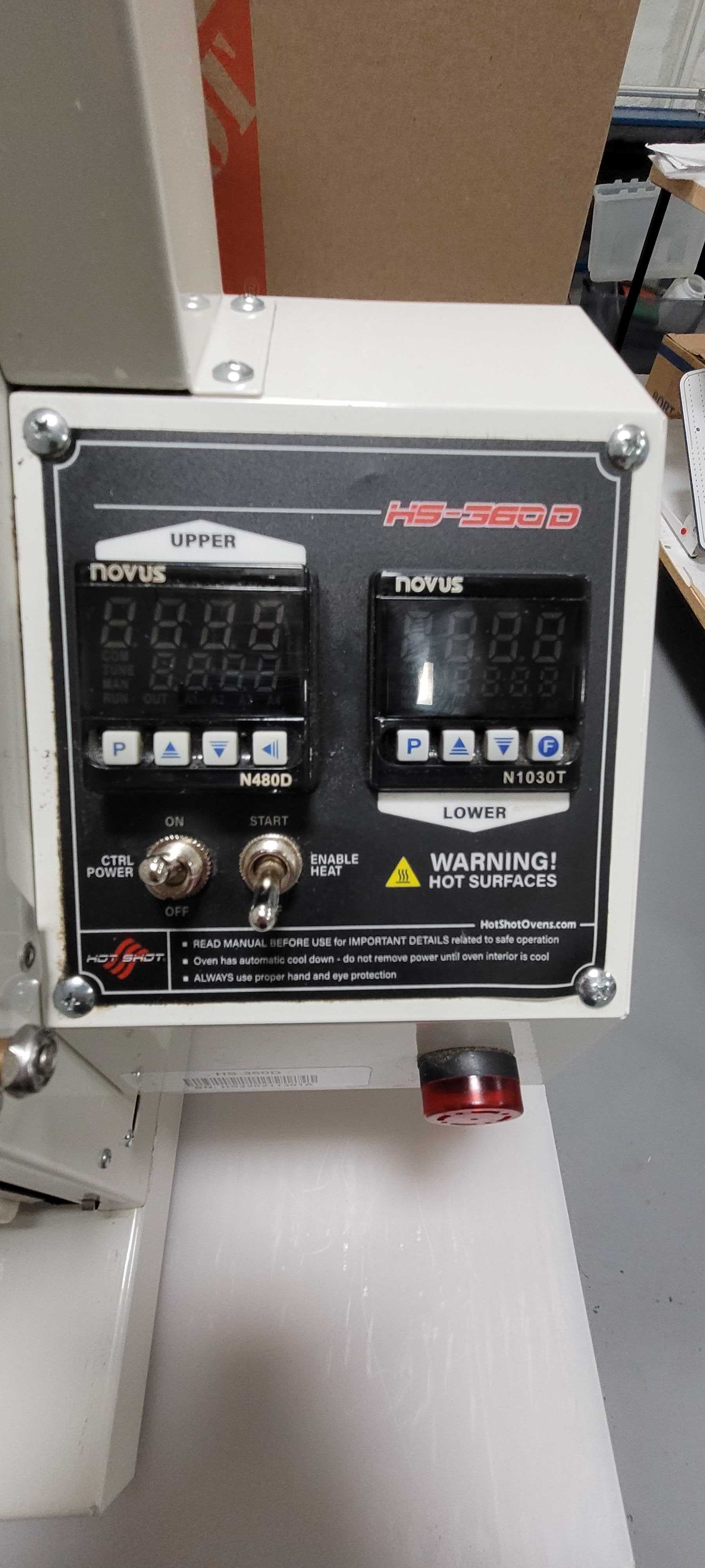 Hot Shot HS-360D control panel with Novus N480D and N1030T controllers